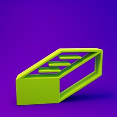 Green Brick icon isolated on purple-blue background. Minimalism concept. 3D render illustration