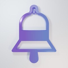 Purple-blue Train station bell icon isolated on grey background. Minimalism concept. 3D render illustration