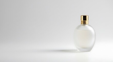 Elegant White Bottle with Gold Cap on Clean Background Studio Shot