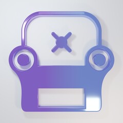 Purple-blue Armchair icon isolated on grey background. Minimalism concept. 3D render illustration