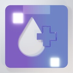 Purple-blue Blood test and virus molecule coronavirus icon isolated on grey background. Coronavirus, COVID-19. 2019-nCoV. Minimalism concept. 3D render illustration