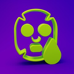 Green Facial cosmetic mask icon isolated on purple-blue background. Cosmetology, medicine and...