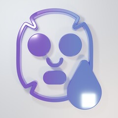 Purple-blue Facial cosmetic mask icon isolated on grey background. Cosmetology, medicine and health...