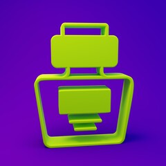 Green Perfume icon isolated on purple-blue background. Minimalism concept. 3D render illustration