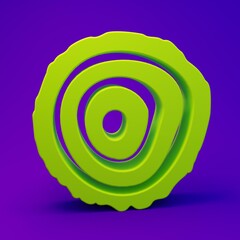 Green Tree rings icon isolated on purple-blue background. Wooden cross section. Minimalism concept....