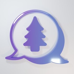 Purple-blue Tree icon isolated on grey background. Forest symbol. Minimalism concept. 3D render...