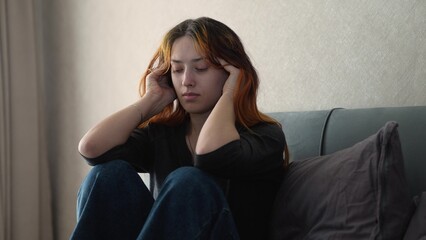 Mental breakdown photo, Desperate woman picture, Silent suffering, Overthinking concept image,...
