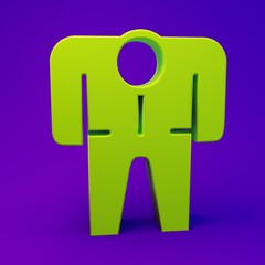 Green Beekeeper costume icon isolated on purple-blue background. Special protective uniform. Minimalism concept. 3D render illustration