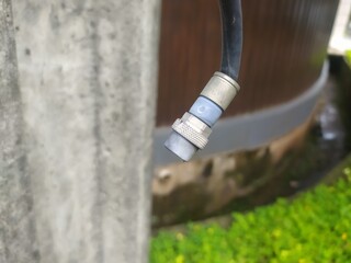 Disconnected cable connector, in closeup view