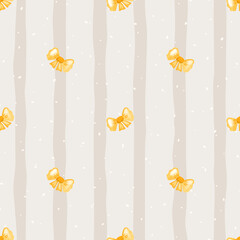 Seamless watercolor pattern with cute ribbon bows and festive accents. Soft and airy design perfect for holidays, Halloween textiles, wrapping paper