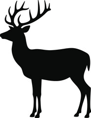 Fototapeta premium Vector art of silhouette of a majestic deer standing proudly, isolated on white background