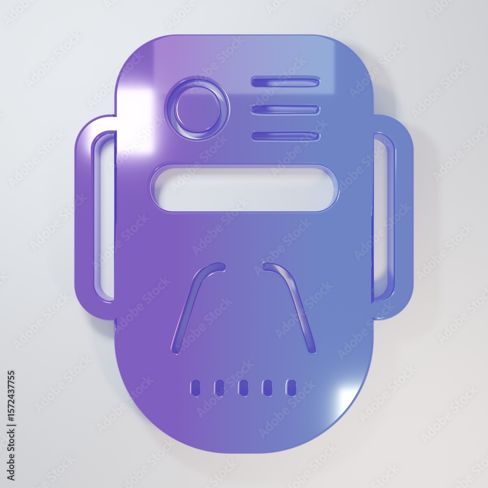 Fototapete purple-blue artificial intelligence robot icon isolated on grey background. machine learning, cloud 
