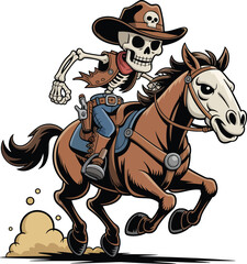 Skeleton Cowboy Riding a Galloping Horse