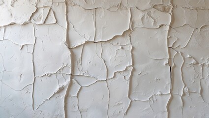Cracked White Plaster Wall with Subtle Texture background