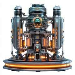Futuristic machine concept art illustration of industrial reactor core technology design element