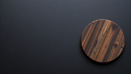 a piece of wooden wall art with a circular shape at its center. it features intricate patterns that resemble a marble like texture, primarily in dark wood tones