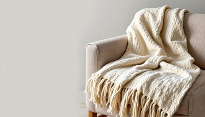 a cozy corner with a blanket covered chair, creating a warm and inviting atmosphere.
