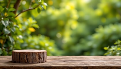 a serene outdoor setting with a wooden bench in the foreground. the bench is positioned against a natural backdrop, where green foliage can be seen