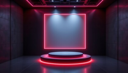 an interior space with a modern and futuristic design. a distinctive feature is a large circular light installation in the center of the room, casting a warm glow across the area