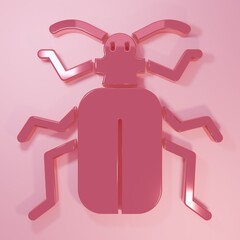 Obraz premium Pink Chafer beetle icon isolated on pink background. Minimalism concept. 3D render illustration