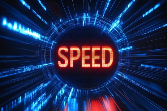 Futuristic Speedometer Dial for High-Tech Internet Technology and Website Speed Loading Benchmarking - Powered by Adobe