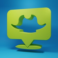 Green Location pirate icon isolated on blue background. Minimalism concept. 3D render illustration