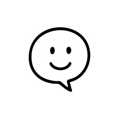 Fototapeta premium 吹き出し ニコちゃん 線画 手書き