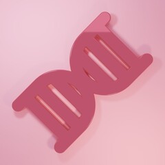 Pink DNA symbol icon isolated on pink background. Minimalism concept. 3D render illustration