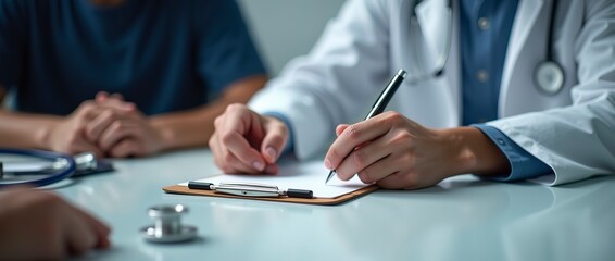 Patient consulting with doctor regarding his disease.