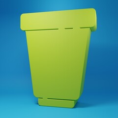 Green Water filter cartridge icon isolated on blue background. Minimalism concept. 3D render illustration