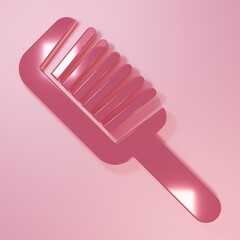 Pink Hairbrush icon isolated on pink background. Comb hair sign. Barber symbol. Minimalism concept. 3D render illustration