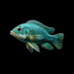 Vibrant fish swimming in dark water habitat