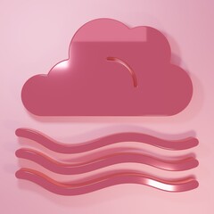 Pink Windy weather icon isolated on pink background. Cloud and wind. Minimalism concept. 3D render illustration