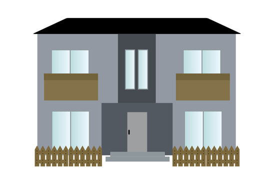 灰色の2階建ての家　グラフィック素材	