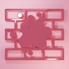 Pink Painting the house icon isolated on pink background. Minimalism concept. 3D render illustration