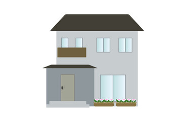 灰色の2階建ての家　グラフィック素材	