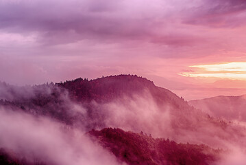 Misty mountain landscape