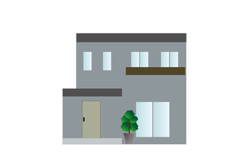 灰色の2階建ての家　グラフィック素材	