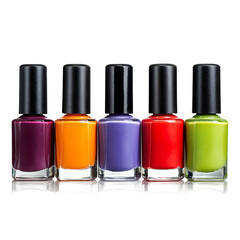 Colorful nail polish isolated on a transparent background