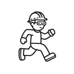 Cartoon vector illustration of a running boy athlete in a race, depicting a dynamic silhouette of a child runner