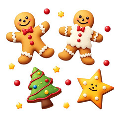 Fototapeta premium Decorative gingerbread cookies in festive shapes for Christmas 