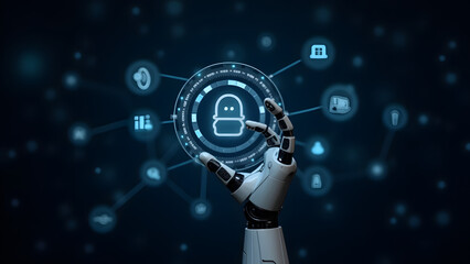 Robotic Hand Touching Digital Screen