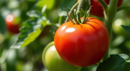 Fresh Red Tomato Ripening on the Vine