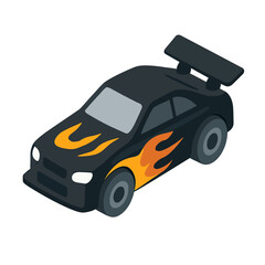 Isometric Vector Icon of Drag Racing Car