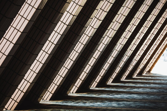 Abstract modern architecture, corridor in Hong Kong