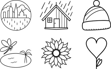 Summer Icons Sun Hat Ice Cream Shell Ball Clipart Pack