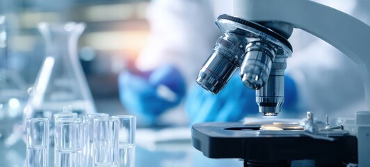 The microscope at a laboratory showcasing advanced scientific research and analysis.