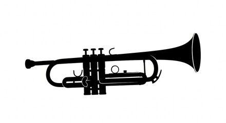 Silhouette of a Trumpet: Musical Instrument with Valves and Bell