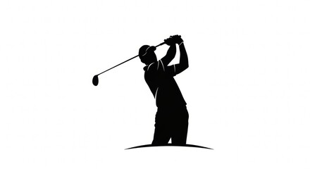 Silhouette of a Golfer in Action