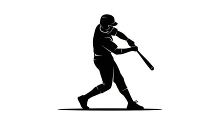 Baseball Player Silhouette Dynamic Swing Action